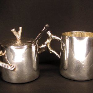 Wonderful sterling silver creamer and sugar pot by Michael Aram Twig collection